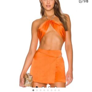 Amanda Uprichard Vibrant Orange Mini Skirt